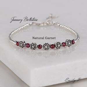 January Birthstone Bracelet, Natural Garnet Bracelet