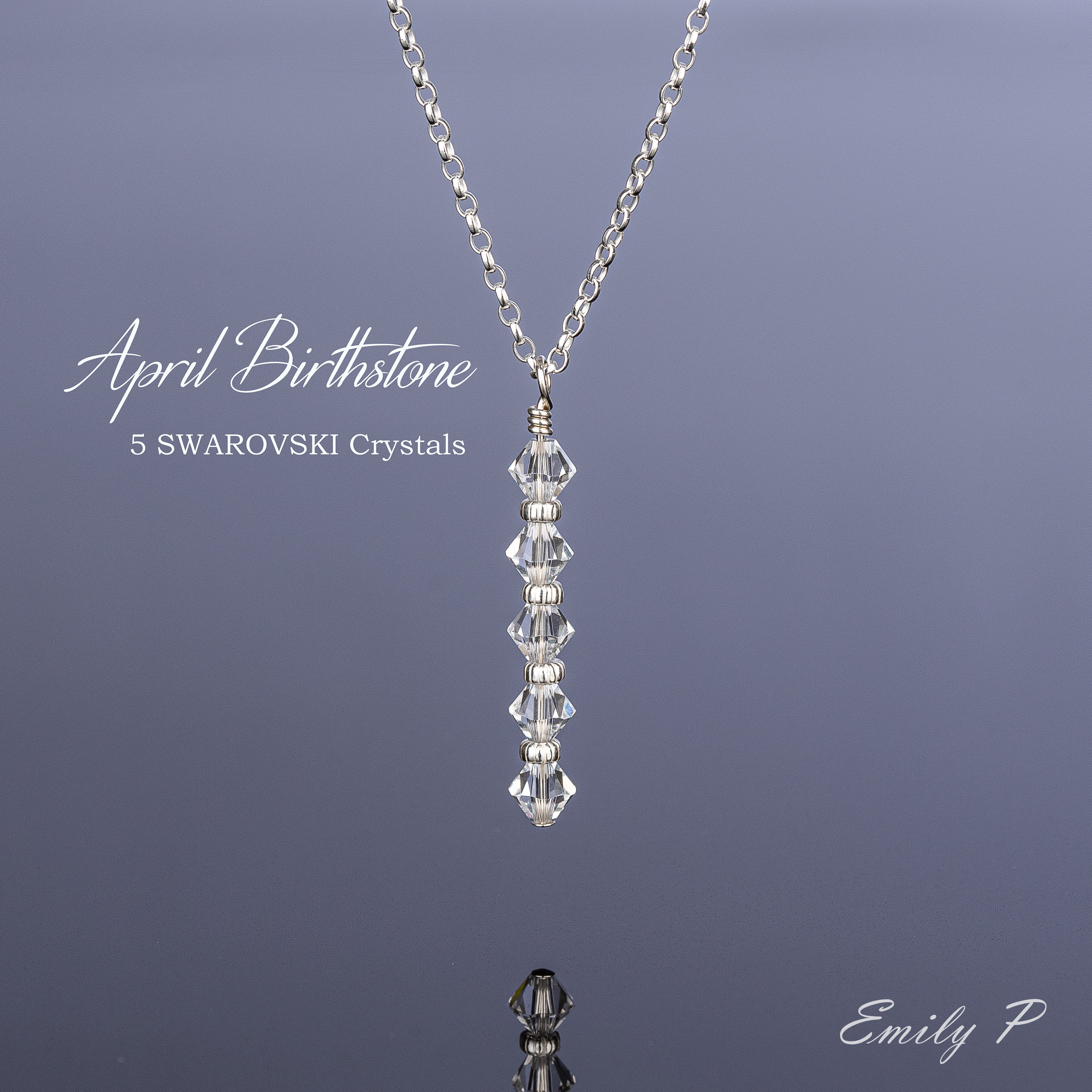 April Birthstone Necklace Sterling Silver Crystal Beaded Etsy Ireland