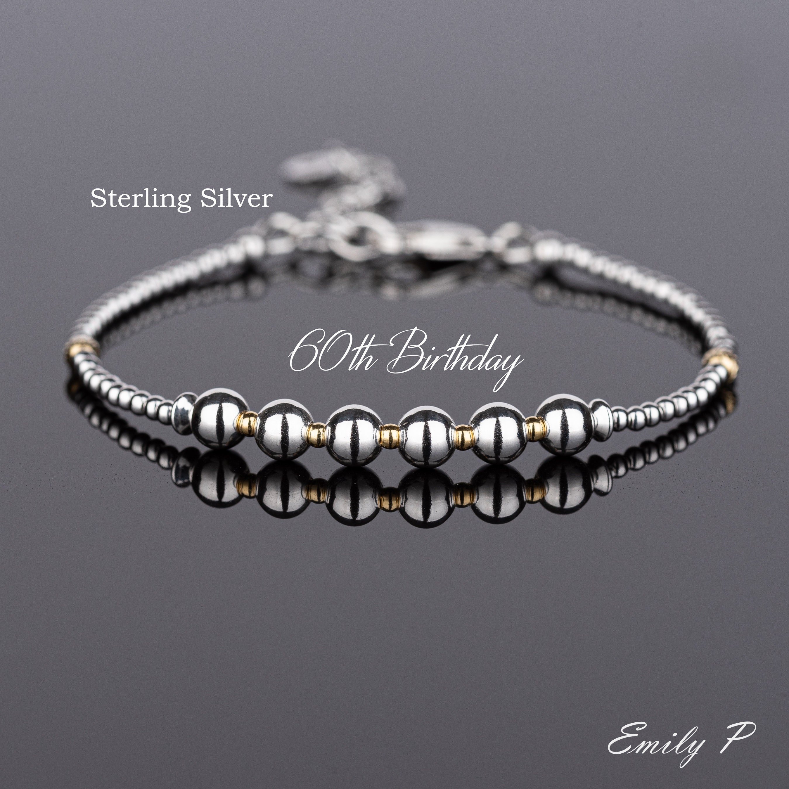 Sterling silver 60th birthday cheap bracelet