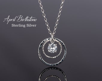 April Birthday Charm Clear Cubic Zirconia Sterling Silver April Birthday Charm Clear Cubic Zirconia Sterling Silver