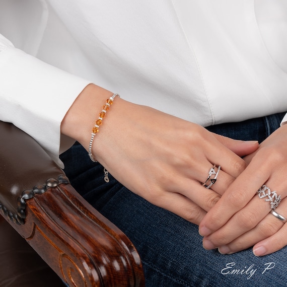 November Birthstone Bracelet, Swarovski Topaz Crystals