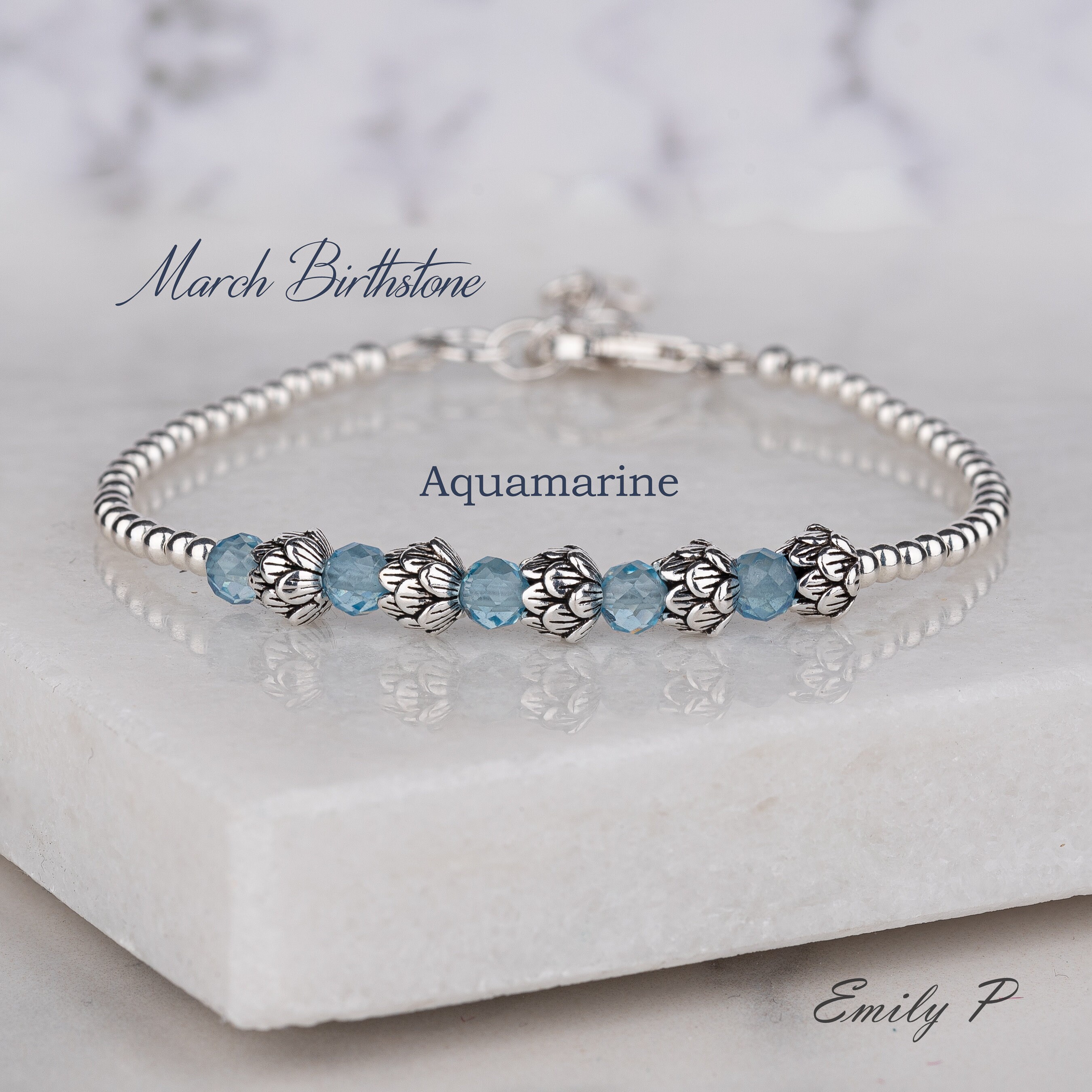 Dainty Blue Aquamarine “Courage” Crystal Healing Bracelet | March Birthstone  | Stone of the Sea – Ula Jewellery