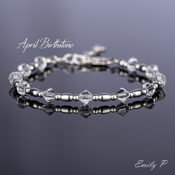 April Birthstone Bracelet - White Topaz - Azendi