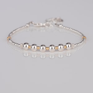60th Birthday Gift, Sterling Silver 6 Bead Bracelet, 60th Jewellery, Minimalist Jewelry, Milestone Bracelet, Birthday Gift For Women Bild 6