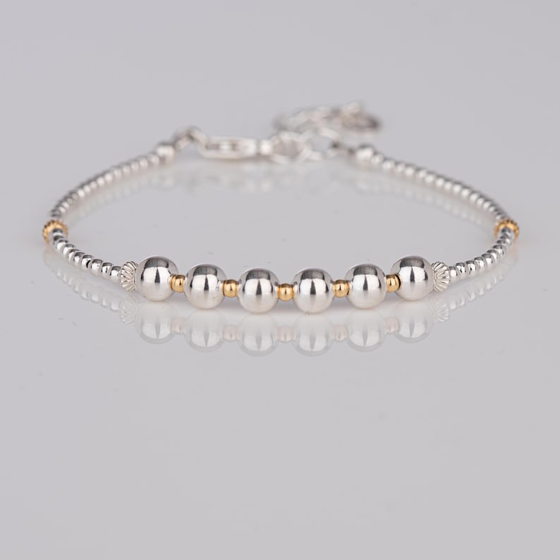 60th Birthday Gift, Sterling Silver 6 Bead Bracelet, 60th Jewellery, Minimalist Jewelry, Milestone Bracelet, Birthday Gift For Women Bild 6