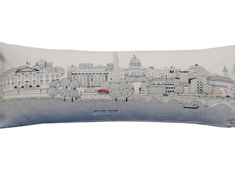 Washington DC Skyline Daytime Decorative Embroidered Pillow Scenic