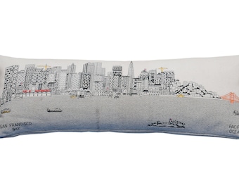 San Francisco Skyline Daytime Decorative Embroidered Pillow Scenic