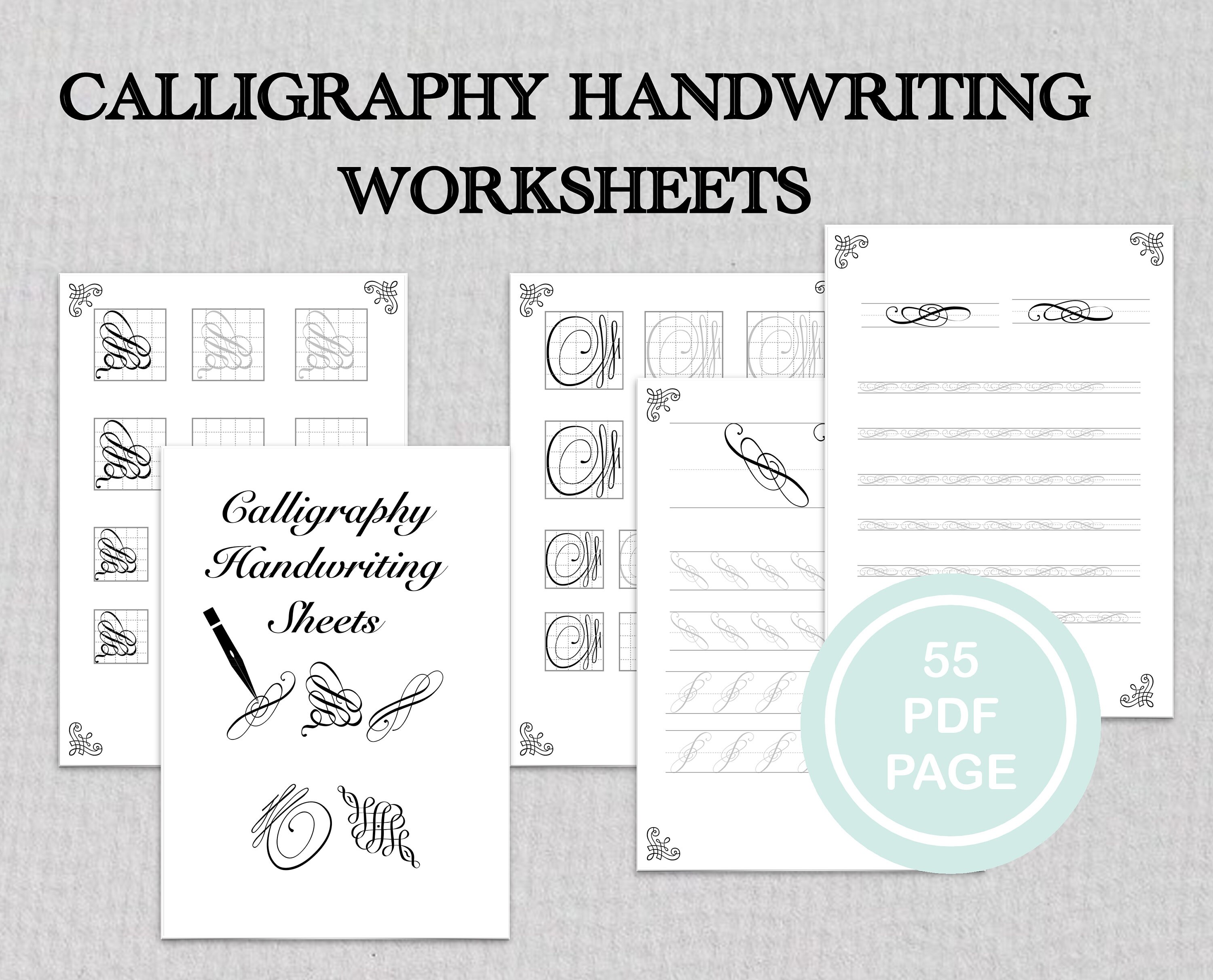 CALLIGRAPHY HANDWRITING SHEETS Calligraphy Practice Sheets | Etsy