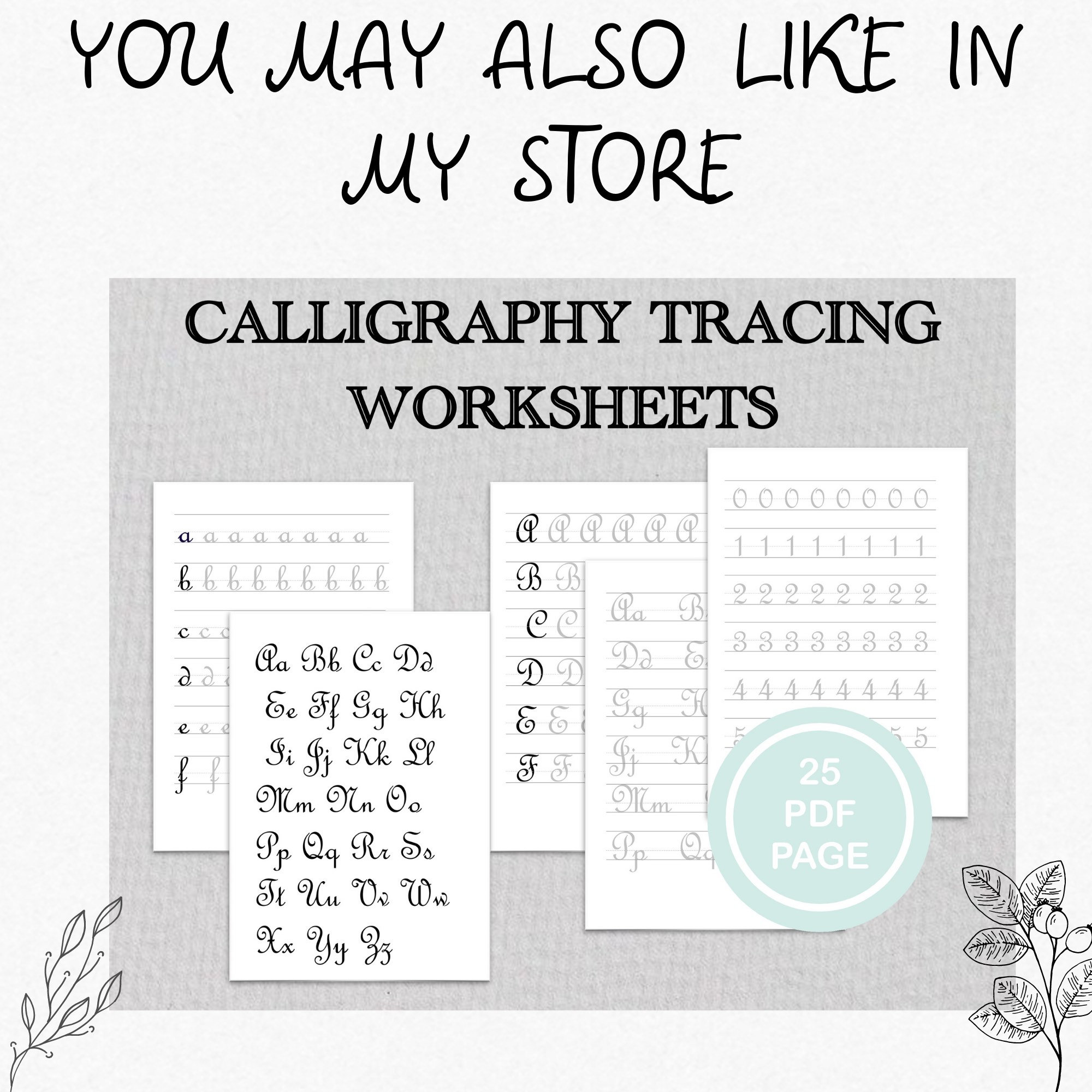 Calligraphy Worksheets Calligraphy Practice SheetsModern | Etsy