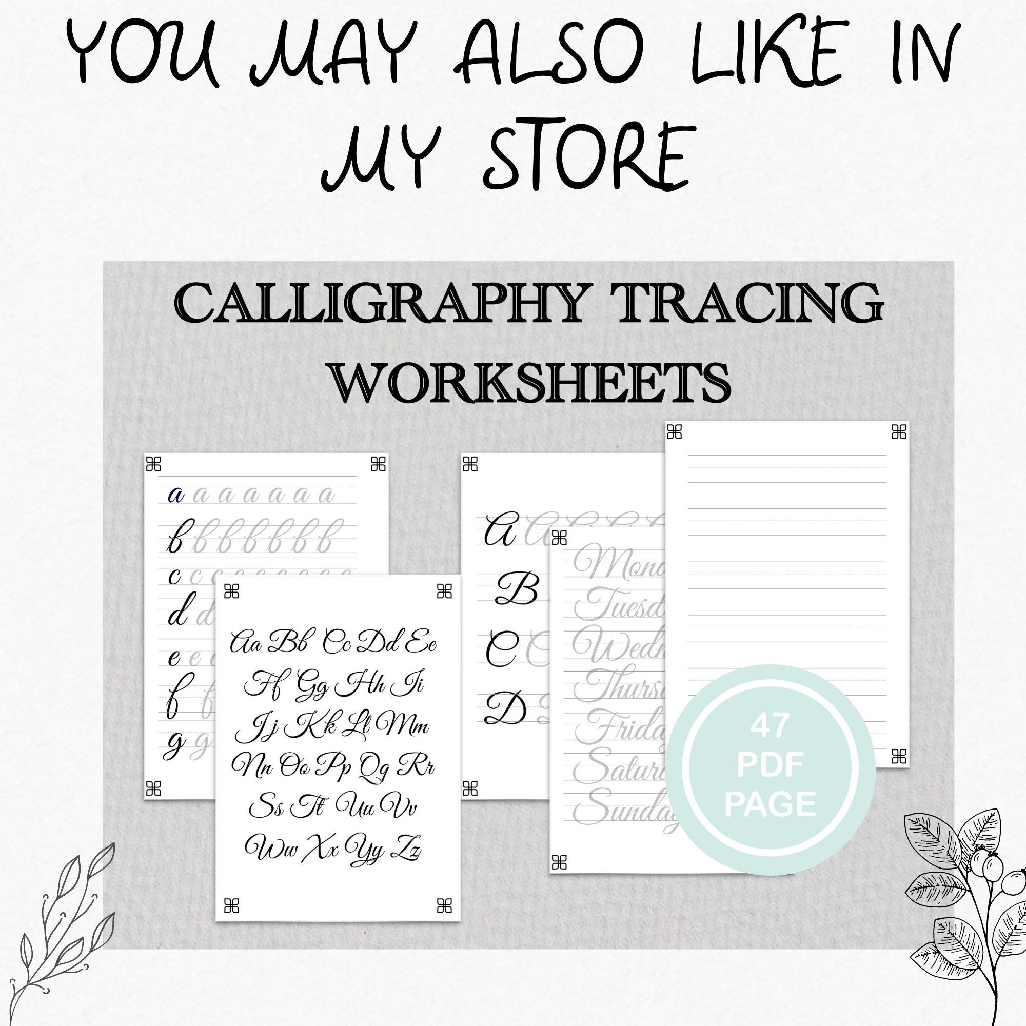 Calligraphy Worksheets Calligraphy Practice SheetsModern | Etsy