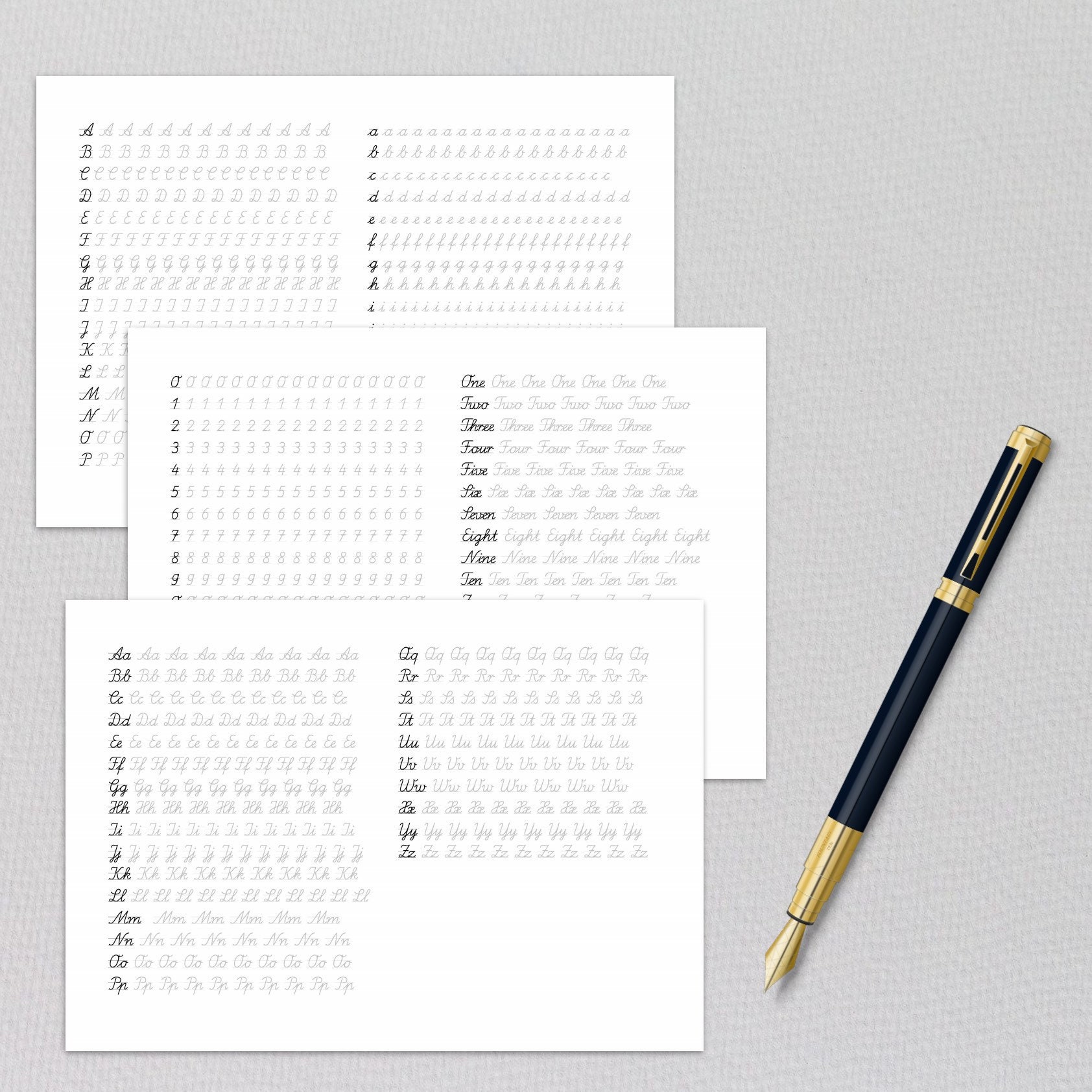 CURSIVE ALPHABET TRACING Calligraphy sheets Handwriting | Etsy