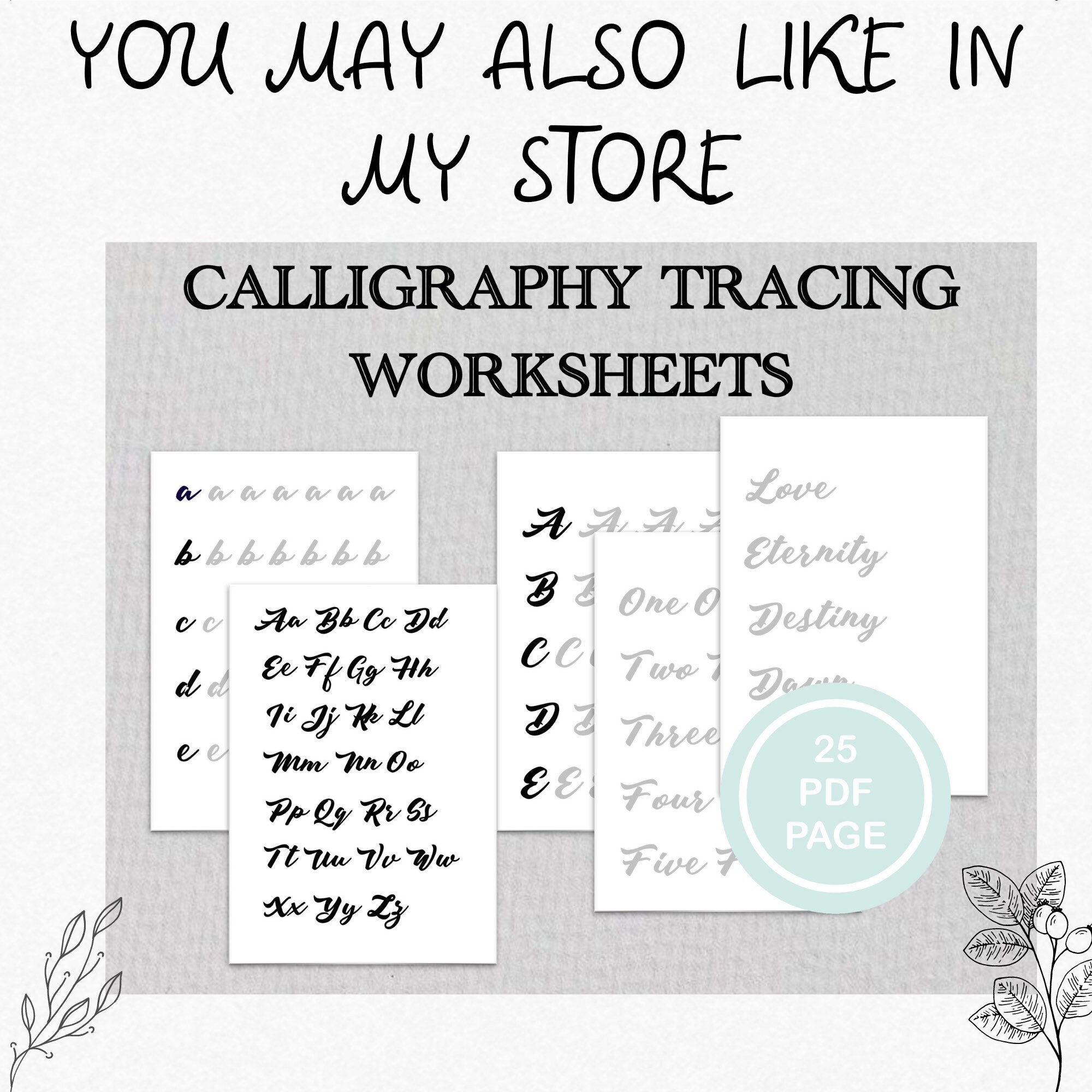 Calligraphy Worksheets Calligraphy Practice SheetsModern | Etsy