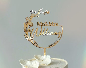 Wedding Cake Topper, Wedding Heart Topper, Cake Wedding Topper,  Personalized Cake Topper, Heart Wedding Topper