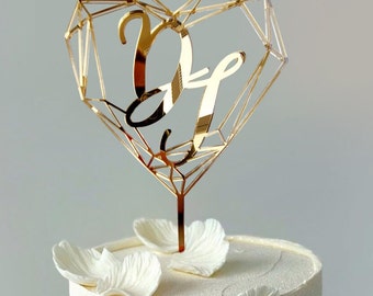Wedding Cake Topper, Wedding Heart Topper, Cake Wedding Topper,  Personalized Cake Topper, Heart Wedding Topper