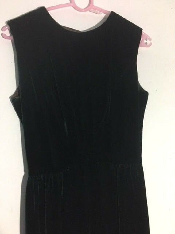 Beautiful Soft Forest Green Vintage Velvet Dress,