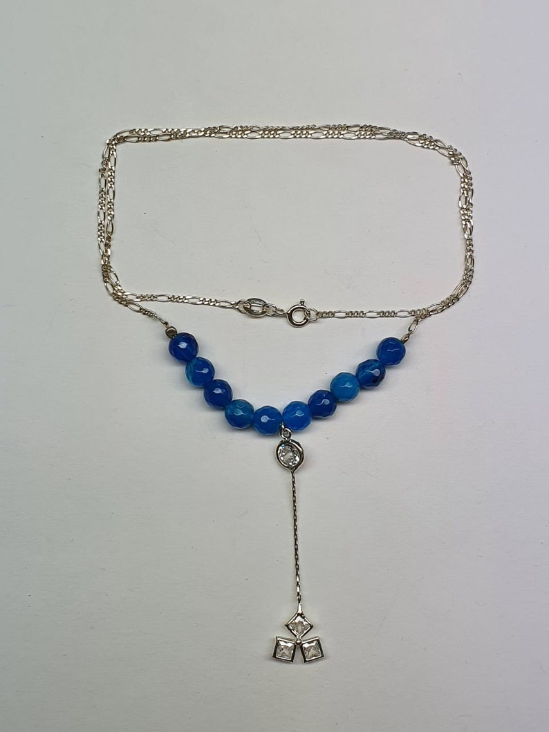 Sterling Silver Blue Quartz Necklace Artisan Handmade Etsy