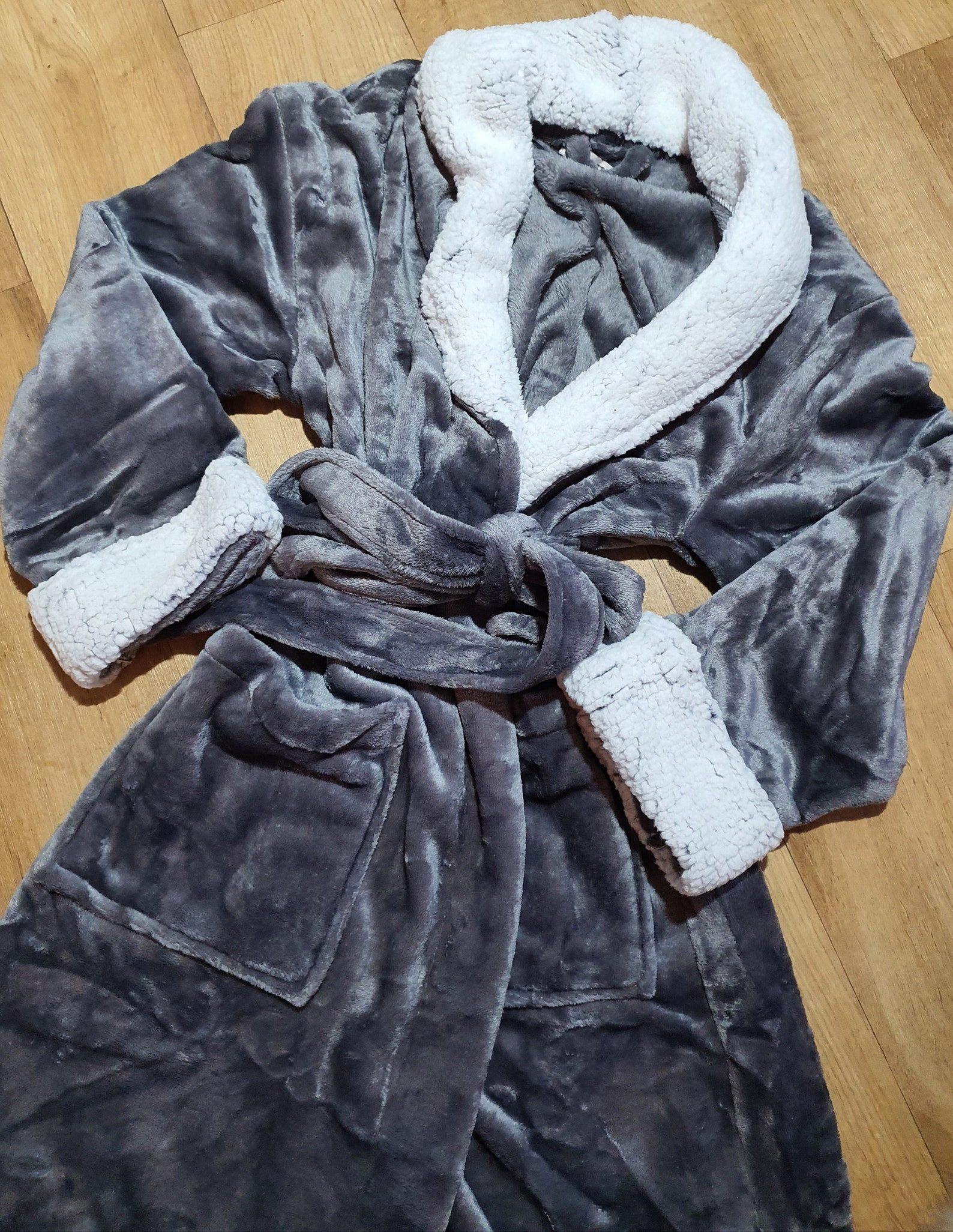 Personalised Charcoal Soft Fluffy Dressing Gown Fleecy Robe Etsy