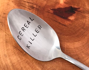 Cereal Killer Stamped Silver Plated Spoon | Unique Gift | Cereal Lover | Personalized Spoon | Funny Stocking Stuffer | St.Valentine's Day