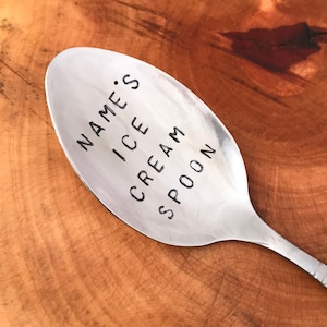 Personalized Ice Cream Spoon Hand Stamped Custom Spoon Add Your Name Boyfriend Gift Girlfriend Gift Birthday Gift 4th Of July Christmas Gift