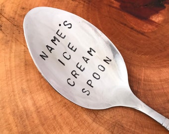 Personalized Ice Cream Spoon Hand Stamped Custom Spoon Add Your Name Boyfriend Gift Girlfriend Gift Birthday Gift 4th Of July Christmas Gift