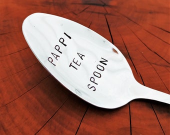 Pappi tea spoon, Handstamped spoon, Dad's coffee spoon, Dad's tea spoon , Father's day gift, Gift for Grandpa,
