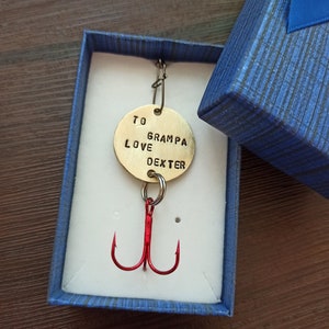 Custom Fishing Lure,Grandpa Hand Stamped, For Grandad Lure,  Personalized  Fish Gift, Father&#39;s Day Gift, Retirement Gift Anniversary