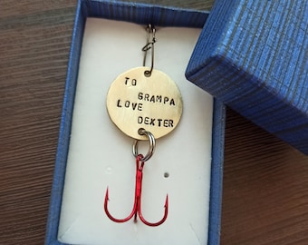 Señuelo de pesca personalizado, abuelo sellado a mano, para el señuelo del abuelo, regalo de pescado personalizado, regalo del día del padre, aniversario del regalo de jubilación
