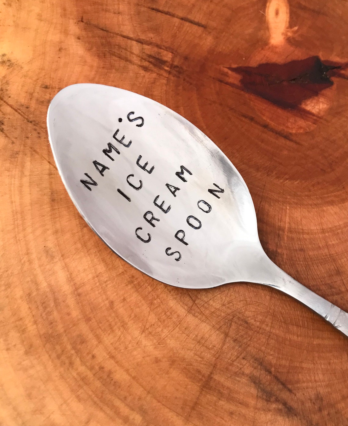 Personalized Ice Cream Spoon Hand Stamped Custom Spoon Add Etsy