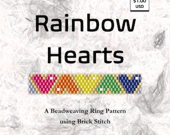 Rainbow Hearts Beaded Ring