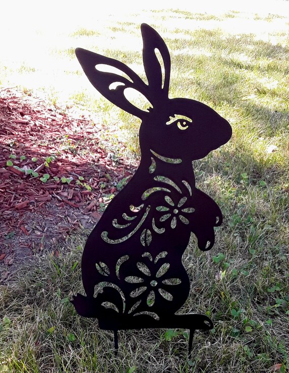 Outdoor Bunny Outdoor Metal Art Garden Bunny Metal Art Etsy