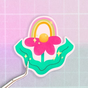 Pastell Regenbogen Blumen Aufkleber, niedliche Blumen Aufkleber, Laptop Aufkleber, Notebook Aufkleber, Telefon Aufkleber, wasserdichter Vinyl Aufkleber, Gänseblümchen Blume