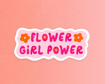 Flower Girl Power Vinyl Sticker: Retro Feminist Laptop Decal