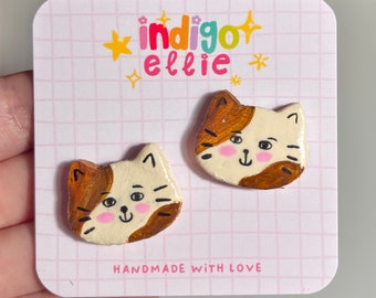 Cat magnet set or drawing pins, handpainted clay magnet, cute kawaii cat push pin, for pin boards or magnetic boards, gift for cat lovers