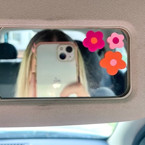 Retro flower mirror decal, car sticker, mirror sticker, mirror decal, car decal, window sticker, aesthetic cute car sticker, vinyl sticker