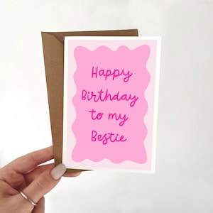 Alles Gute zum Geburtstag für meine Bestie-Karte, rosa Bestie-Geburtstagskarte, bester Freund Geburtstag, bester Freund Geburtstagsgeschenk, BFF Geburtstag, handgefertigte A6-Karte