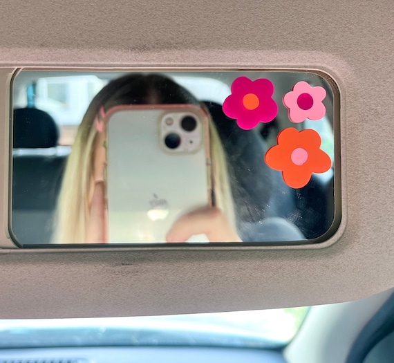 Retro flower mirror decal, car sticker, mirror sticker, mirror decal, car decal, window sticker, aesthetic cute car sticker, vinyl sticker