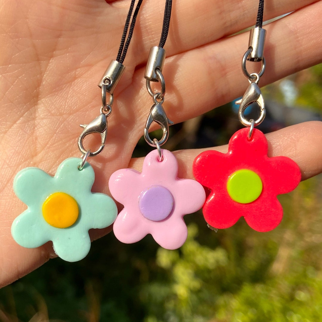 Retro Flower Funky Keychain, Handmade Clay Daisy Funky 60
