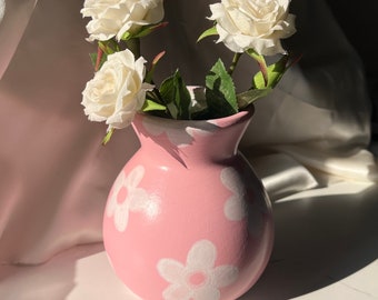 Retro Flower Hand Painted Ceramic Vase, Colourful Home Decor