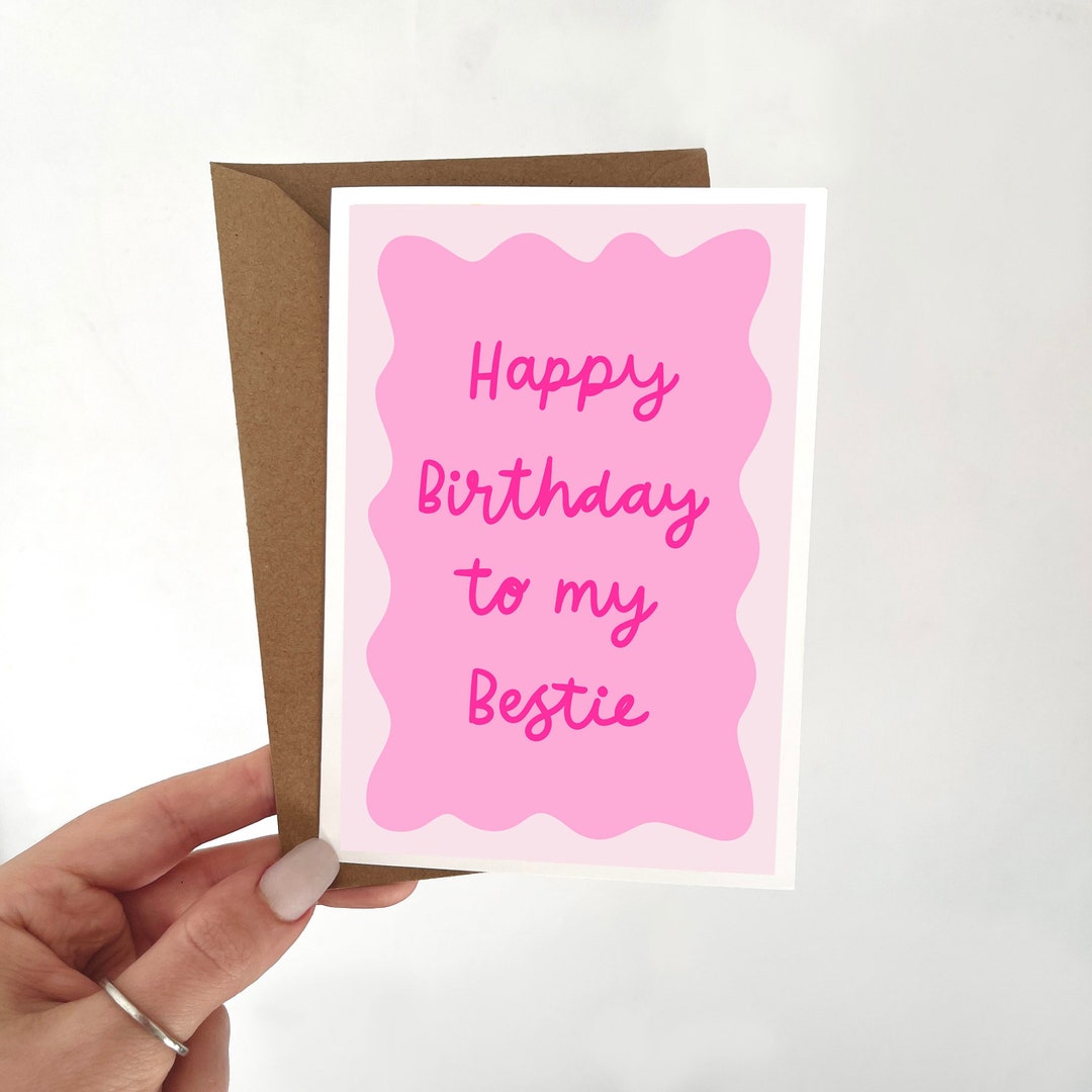 Happy Birthday to My Bestie Card, Pink Bestie Birthday Card, Best ...