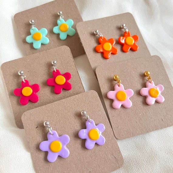 Retro flower earrings deals