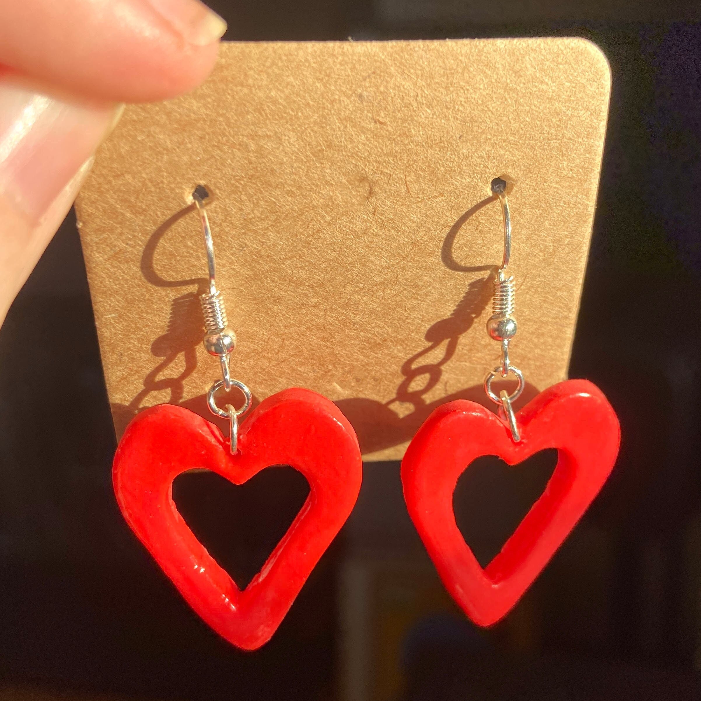 Large red heart sale earrings