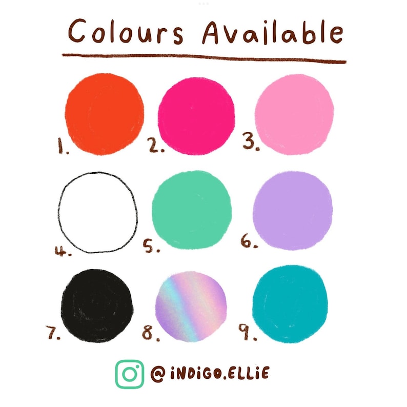 Its available in orange, hot pink, pastel pink, white, mint, lilac, black, holographic and teal