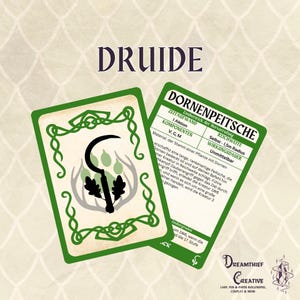 Cartas de hechizo Druida DnD5E 2014 en alemán | Libro de hechizos DND | Hechizos de D&D imprimibles | Dungeons and Dragons 5ª Edición | Accesorios DND