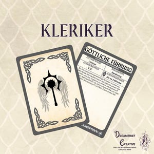 Cartas de hechizo de clérigo DnD5E 2014 en alemán | Libro de hechizos DND | Hechizos de D&D imprimibles | Dungeons and Dragons 5ª Edición | Accesorios DND