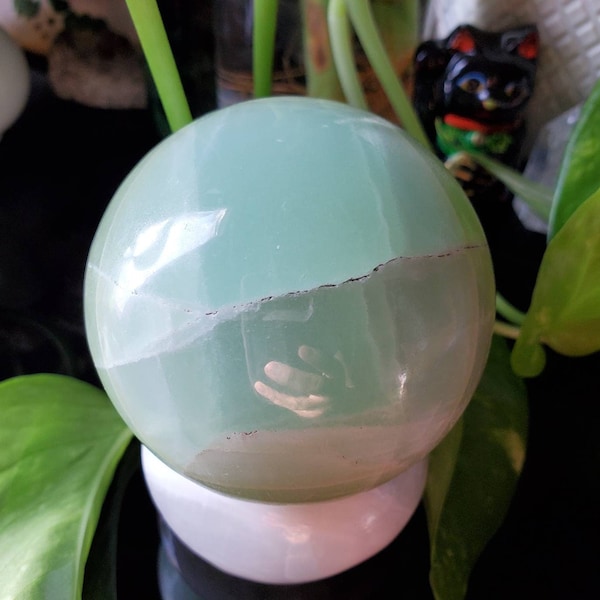 Calcite Crystal Sphere Pistachio Calcite Sphere Green Calcite Green Pistachio Calcite Sphere Green Banded Calcite Sphere Green Sphere