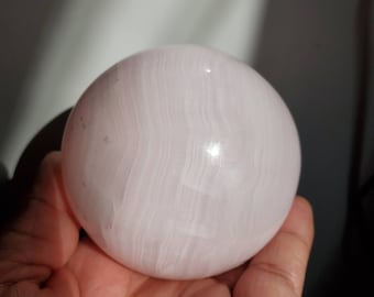 Pink Mangano Calcite Sphere UV Reactive Pink Calcite Mangano Calcite Pink Calcite Sphere Mangano Calcite Sphere Glow in the Dark Crystal