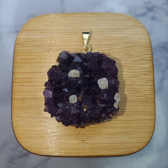 Raw Amethyst Pendant Druzy Amethyst Pendant Deep … - image 3