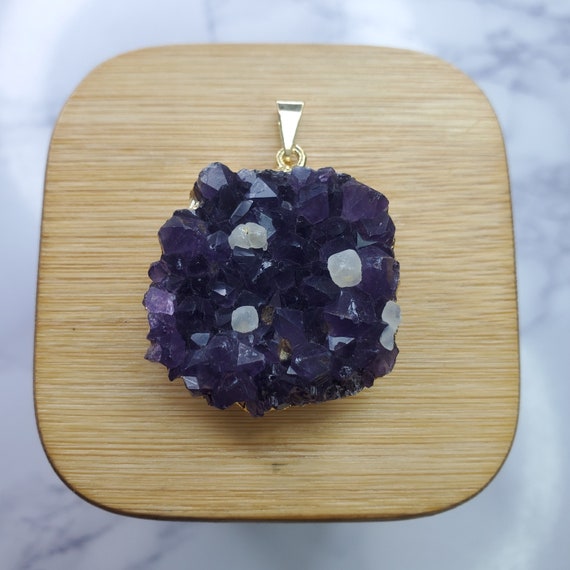 Raw Amethyst Pendant Druzy Amethyst Pendant Deep … - image 1