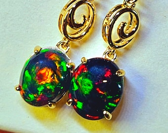Earrings,  opal earrings, 14k gold earrings,  black opal,  opal,  opal jewelry, natural opal,  real opal,  genuine opal