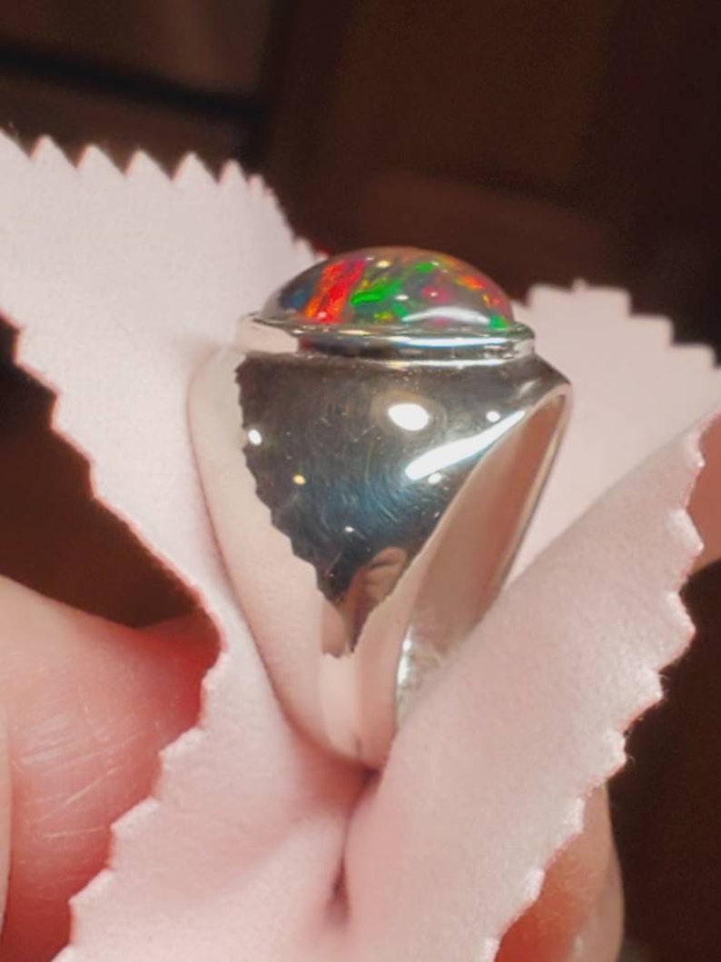 Men/'s opal ring fathers day gift black fire opal opal ring Men/'s ring